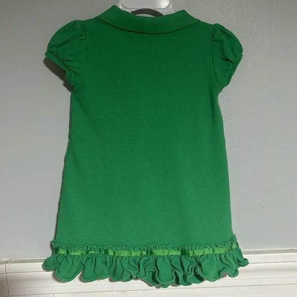 Preloved Ralph Lauren Girls Green Polo Dress Size 24M - Picture 2 of 8